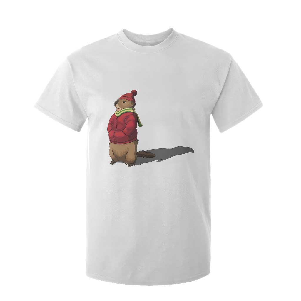 Groundhog Shadow T Shirt For Kid Funny Woodchuck Ground Hog Meteorlogy TS02 White Print Your Wear