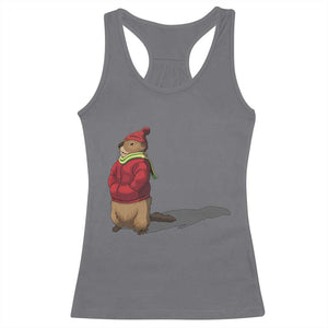 Groundhog Shadow Racerback Tank Top Funny Woodchuck Ground Hog Meteorlogy TS02 Charcoal Print Your Wear