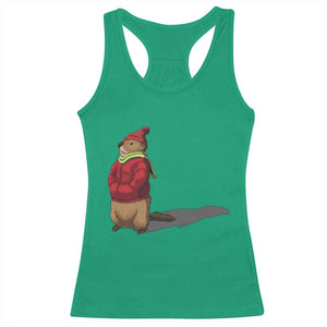 Groundhog Shadow Racerback Tank Top Funny Woodchuck Ground Hog Meteorlogy TS02 Irish Green Print Your Wear