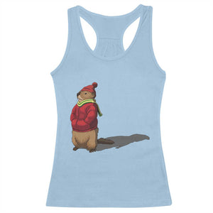 Groundhog Shadow Racerback Tank Top Funny Woodchuck Ground Hog Meteorlogy TS02 Light Blue Print Your Wear
