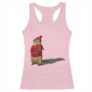Groundhog Shadow Racerback Tank Top Funny Woodchuck Ground Hog Meteorlogy TS02 Light Pink Print Your Wear