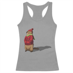 Groundhog Shadow Racerback Tank Top Funny Woodchuck Ground Hog Meteorlogy TS02 Sport Gray Print Your Wear