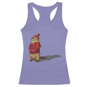 Groundhog Shadow Racerback Tank Top Funny Woodchuck Ground Hog Meteorlogy TS02 Violet Print Your Wear