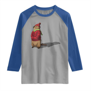 Groundhog Shadow Raglan Shirt Funny Woodchuck Ground Hog Meteorlogy TS02 Sport Gray Royal Print Your Wear
