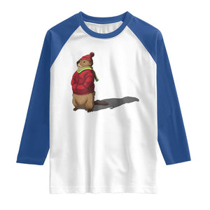 Groundhog Shadow Raglan Shirt Funny Woodchuck Ground Hog Meteorlogy TS02 White Royal Print Your Wear