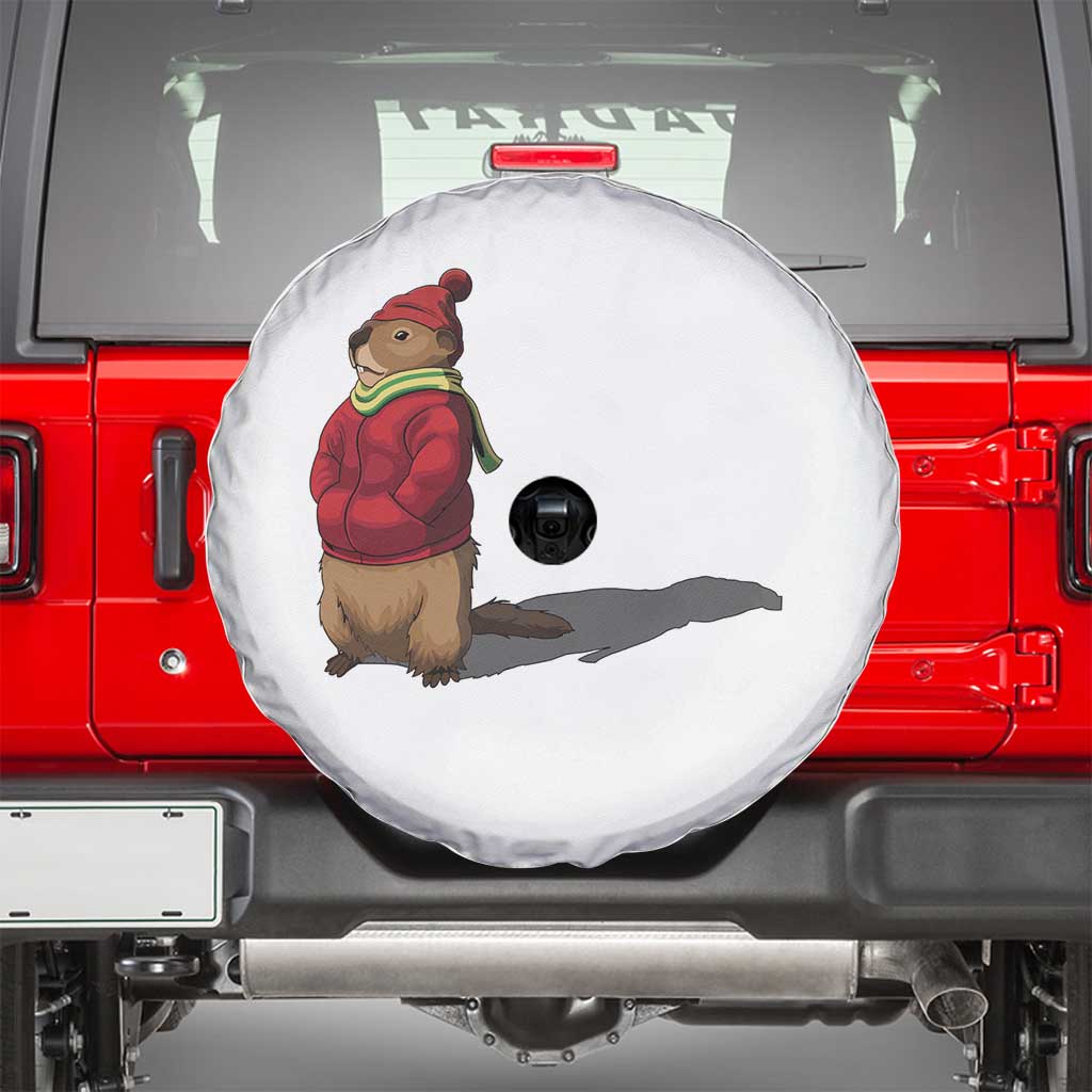 Groundhog Shadow Spare Tire Cover Funny Woodchuck Ground Hog Meteorlogy TS02 White Print Your Wear