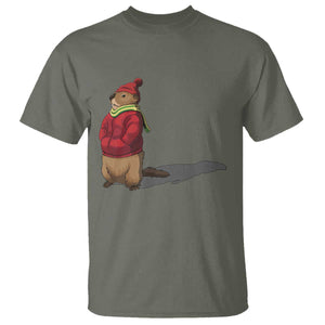 Groundhog Shadow T Shirt Funny Woodchuck Ground Hog Meteorlogy TS02 Military Green Print Your Wear