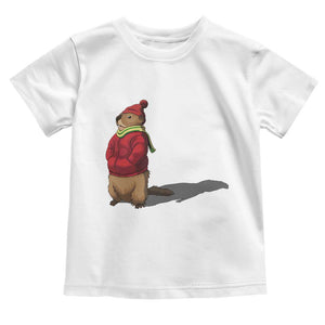 Groundhog Shadow Toddler T Shirt Funny Woodchuck Ground Hog Meteorlogy TS02 White Print Your Wear