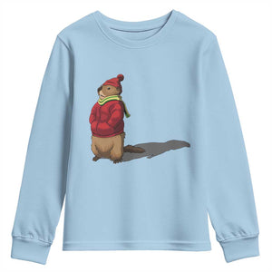 Groundhog Shadow Youth Sweatshirt Funny Woodchuck Ground Hog Meteorlogy TS02 Light Blue Print Your Wear