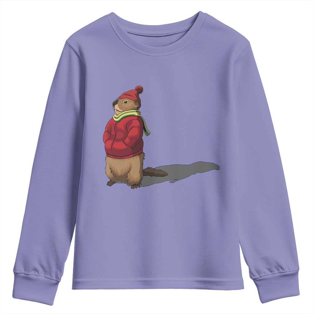 Groundhog Shadow Youth Sweatshirt Funny Woodchuck Ground Hog Meteorlogy TS02 Violet Print Your Wear