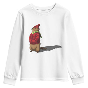 Groundhog Shadow Youth Sweatshirt Funny Woodchuck Ground Hog Meteorlogy TS02 White Print Your Wear