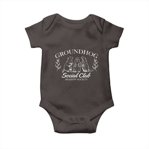 Groundhog Social Club Baby Onesie Shadow Society Funny Woodchuck TS02 Dark Chocolate Print Your Wear