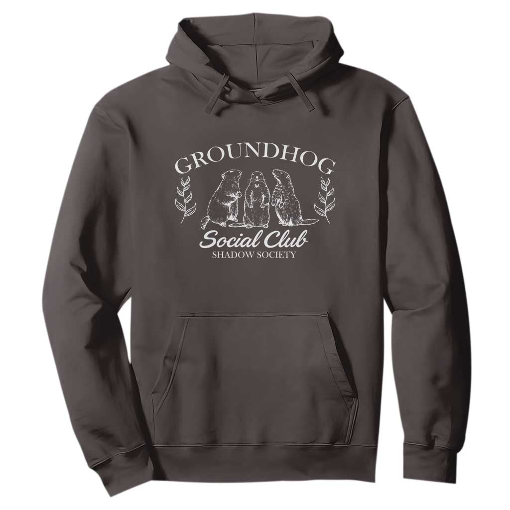 Groundhog Social Club Hoodie Shadow Society Funny Woodchuck TS02 Dark Chocolate Print Your Wear