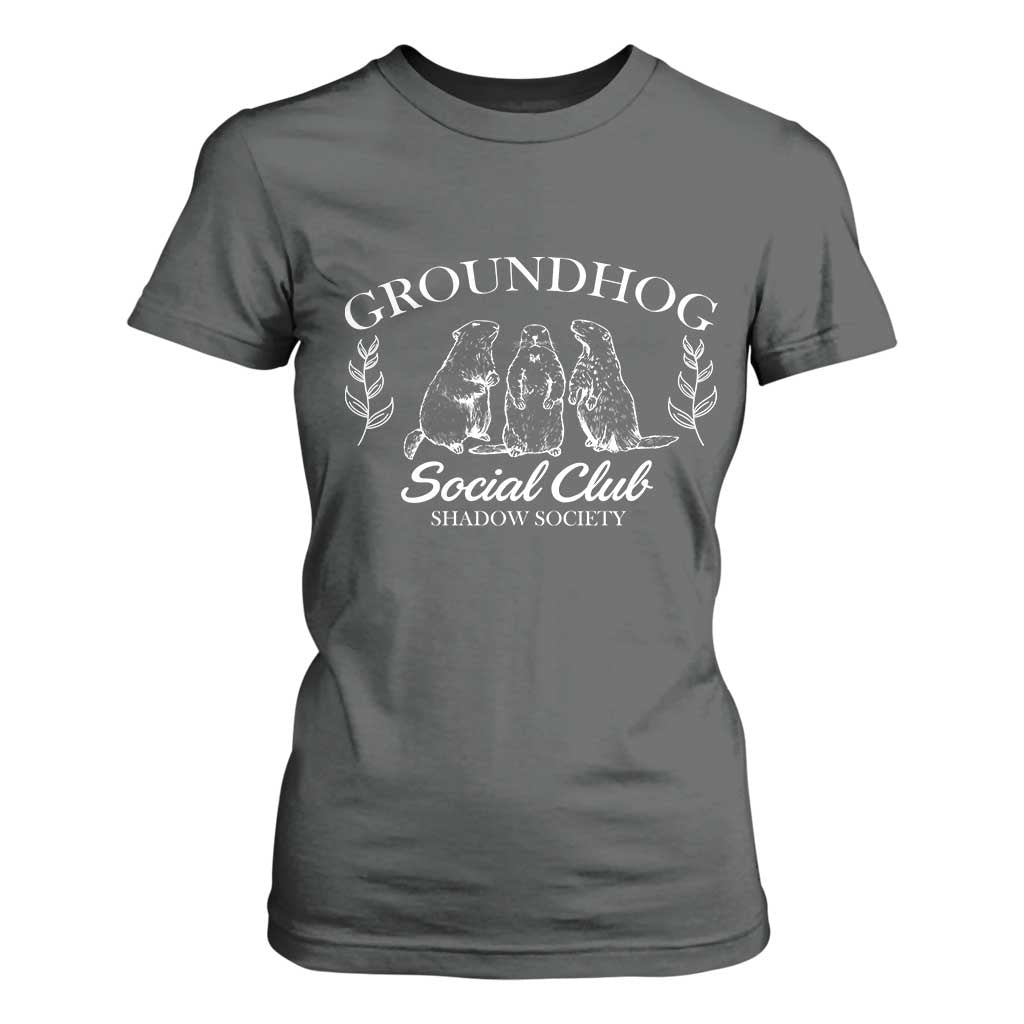 Groundhog Social Club T Shirt For Women Shadow Society Funny Woodchuck TS02 Dark Heather Print Your Wear