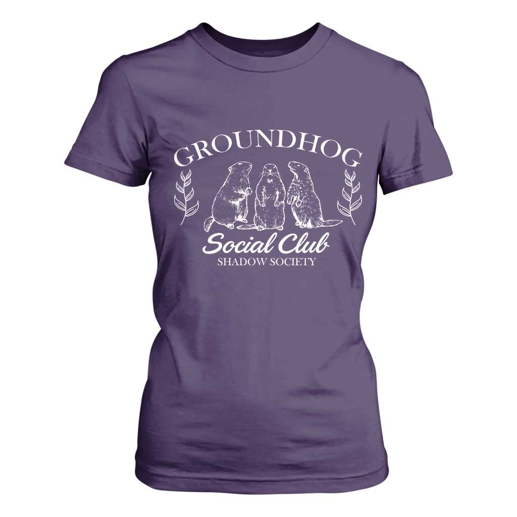 Groundhog Social Club T Shirt For Women Shadow Society Funny Woodchuck TS02 Purple Print Your Wear