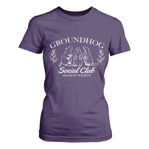 Groundhog Social Club T Shirt For Women Shadow Society Funny Woodchuck TS02 Purple Print Your Wear