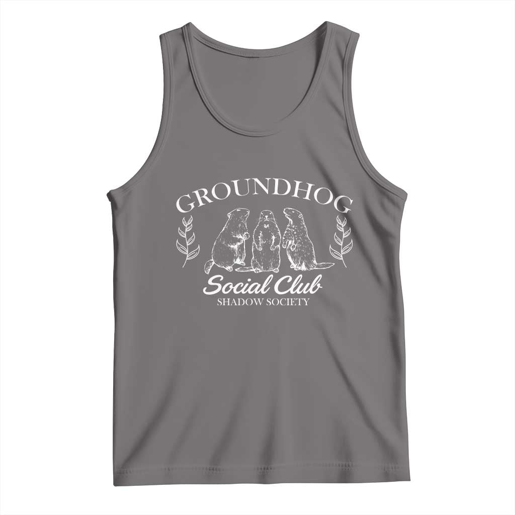 Groundhog Social Club Tank Top Shadow Society Funny Woodchuck TS02 Deep Heather Print Your Wear