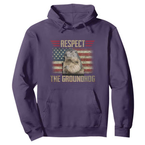 Groundhog Meteorology Hoodie Respect The Groundhog Woodchuck Photo GroundHog Day TS02 Purple Print Your Wear