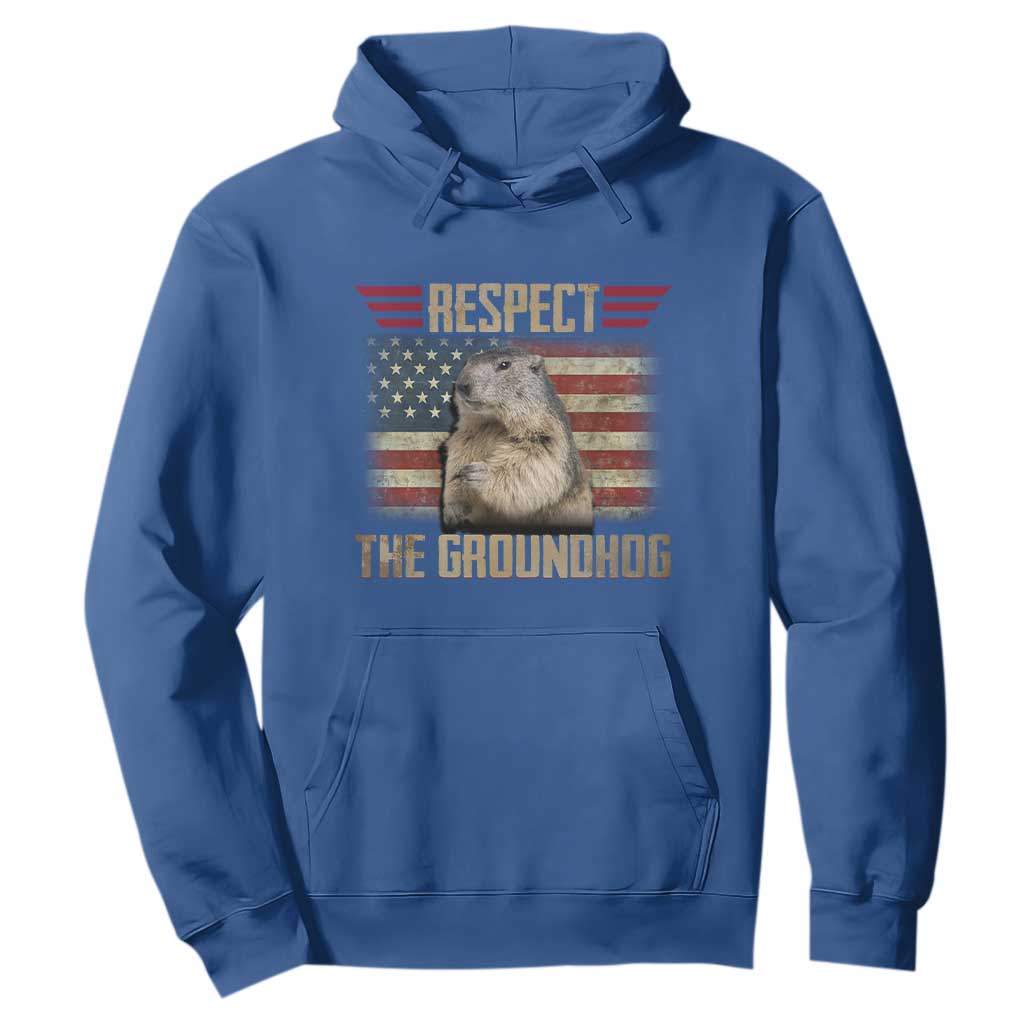 Groundhog Meteorology Hoodie Respect The Groundhog Woodchuck Photo GroundHog Day TS02 Royal Blue Print Your Wear