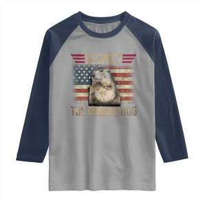 Groundhog Meteorology Raglan Shirt Respect The Groundhog Woodchuck Photo GroundHog Day TS02 Sport Gray Navy Print Your Wear