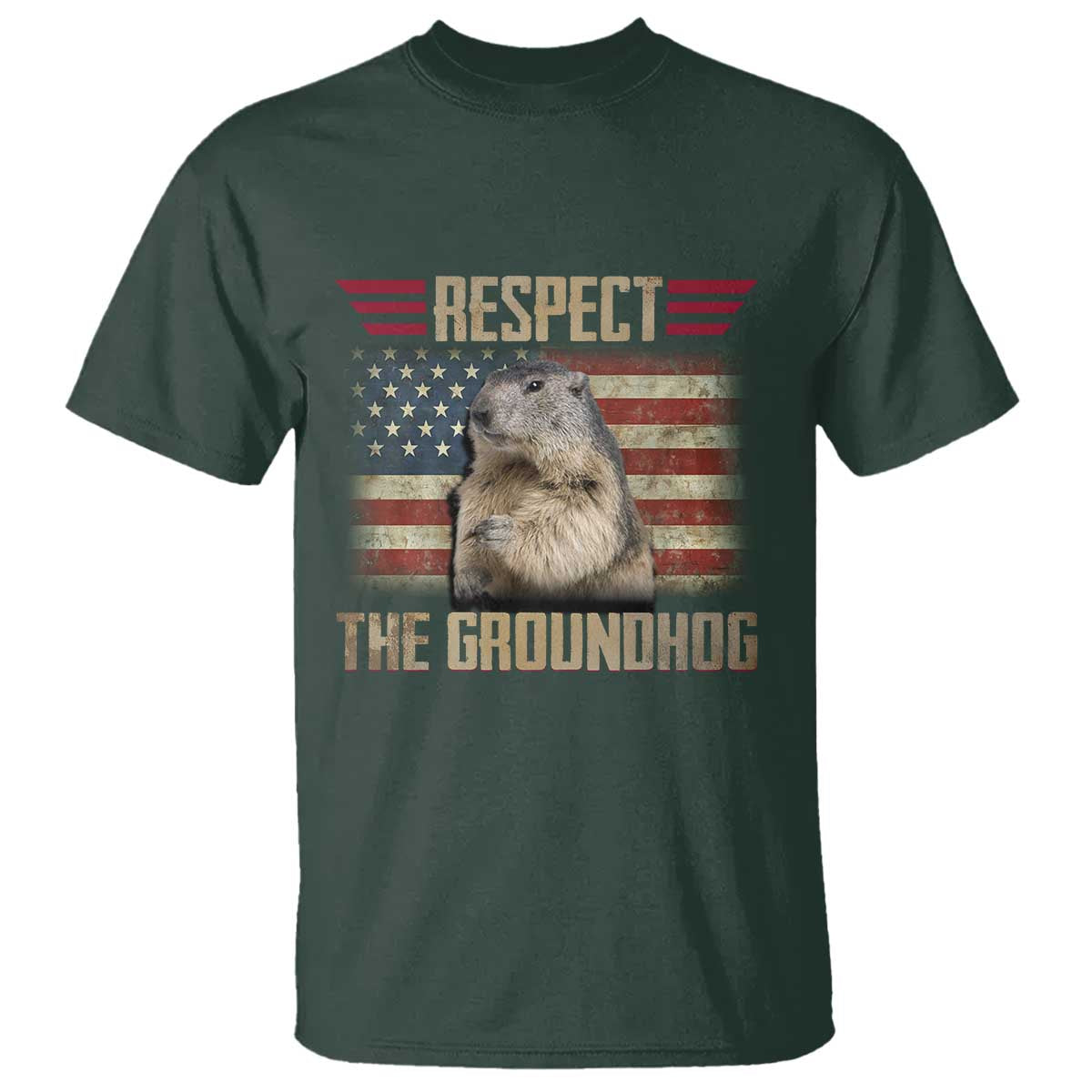 Groundhog Meteorology T Shirt Respect The Groundhog Woodchuck Photo GroundHog Day TS02 Dark Forest Green Print Your Wear