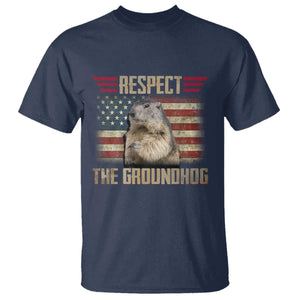Groundhog Meteorology T Shirt Respect The Groundhog Woodchuck Photo GroundHog Day TS02 Navy Print Your Wear