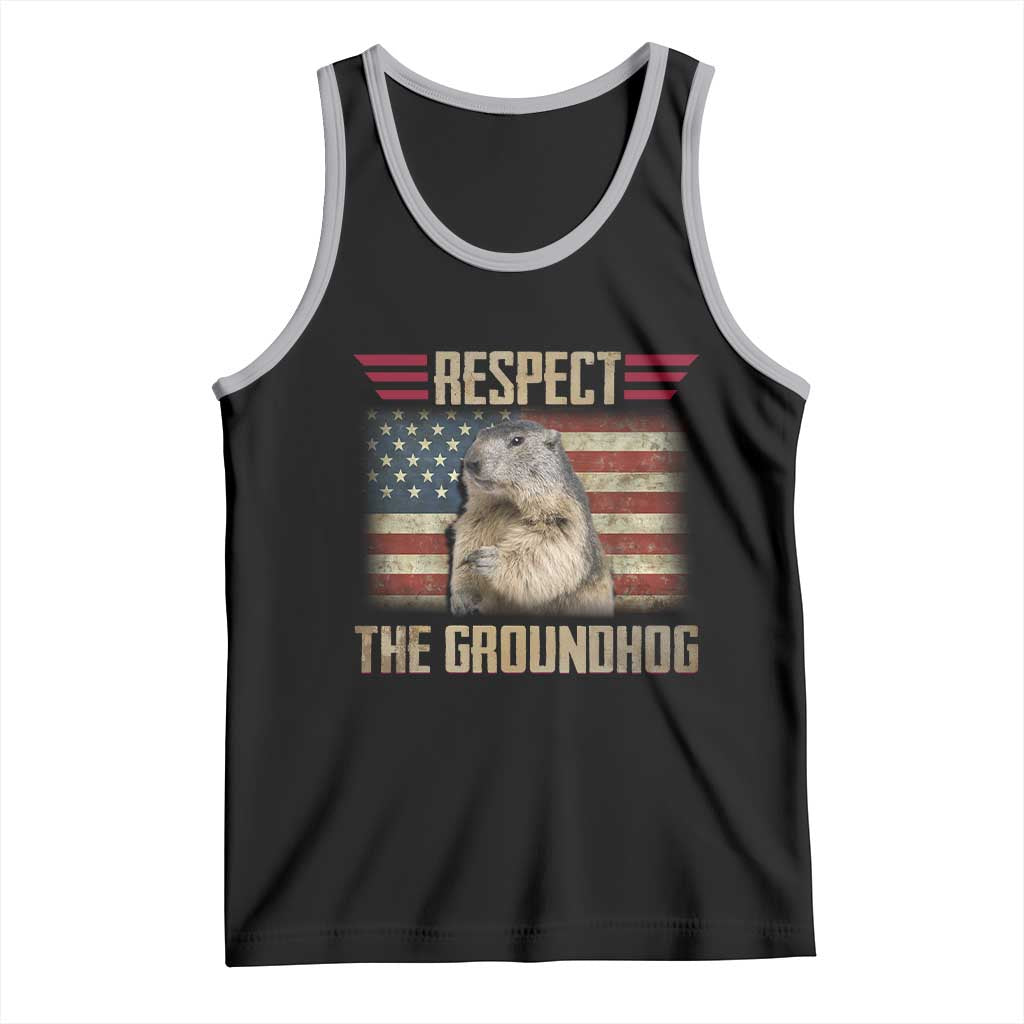 Groundhog Meteorology Tank Top Respect The Groundhog Woodchuck Photo GroundHog Day TS02 Black Athletic Heather Print Your Wear