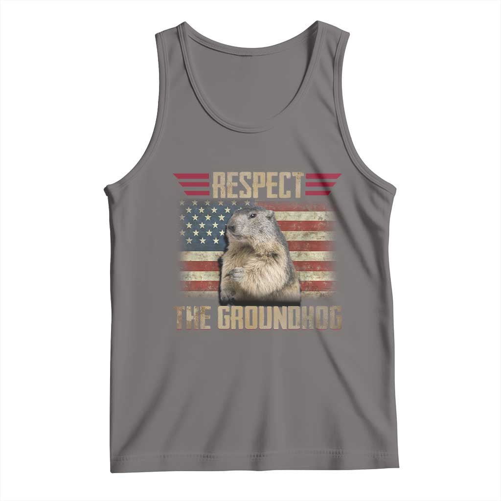 Groundhog Meteorology Tank Top Respect The Groundhog Woodchuck Photo GroundHog Day TS02 Deep Heather Print Your Wear