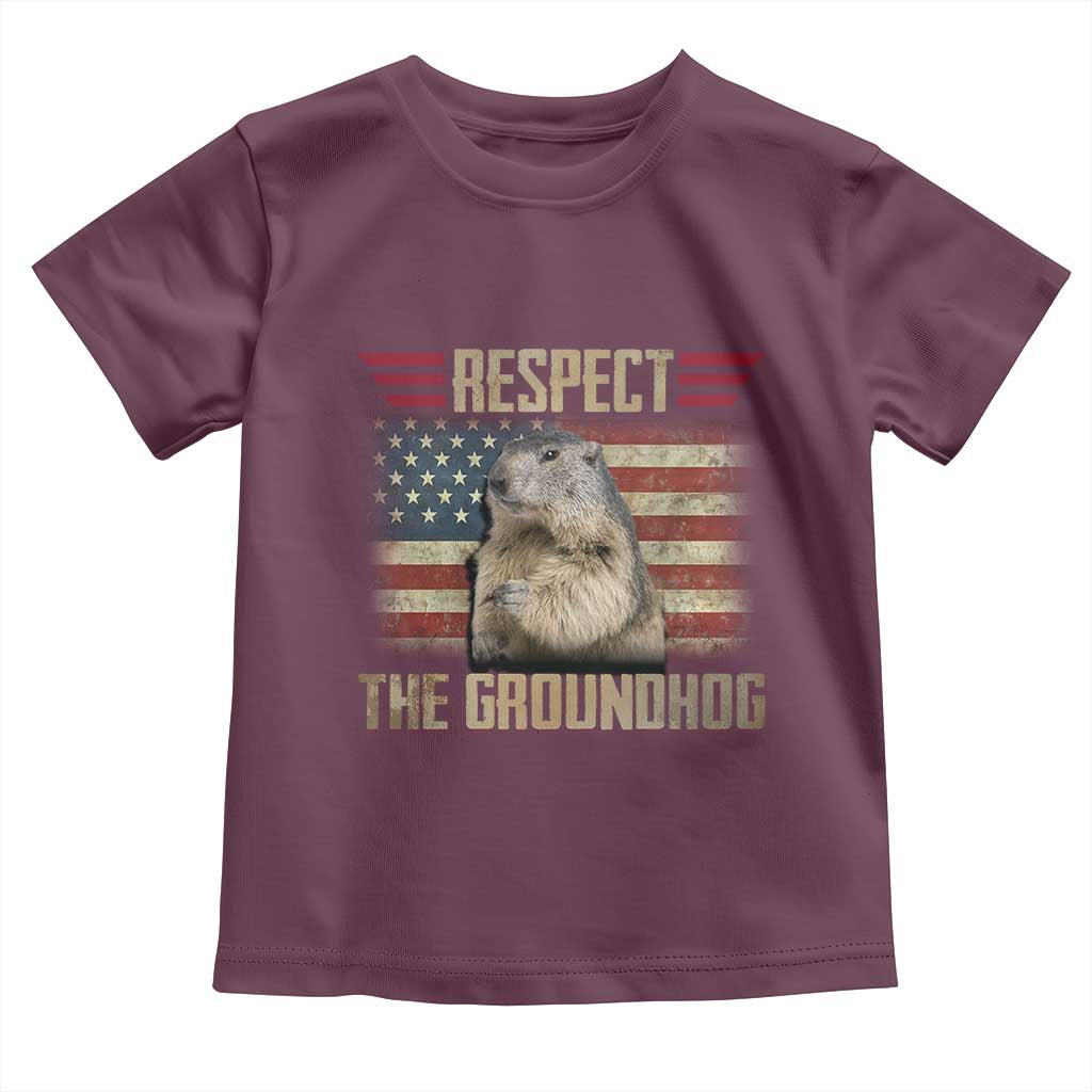 Groundhog Meteorology Toddler T Shirt Respect The Groundhog Woodchuck Photo GroundHog Day TS02 Maroon Print Your Wear