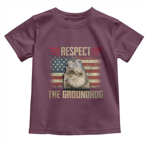 Groundhog Meteorology Toddler T Shirt Respect The Groundhog Woodchuck Photo GroundHog Day TS02 Maroon Print Your Wear