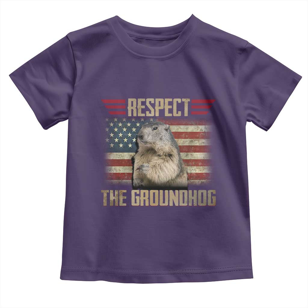 Groundhog Meteorology Toddler T Shirt Respect The Groundhog Woodchuck Photo GroundHog Day TS02 Purple Print Your Wear