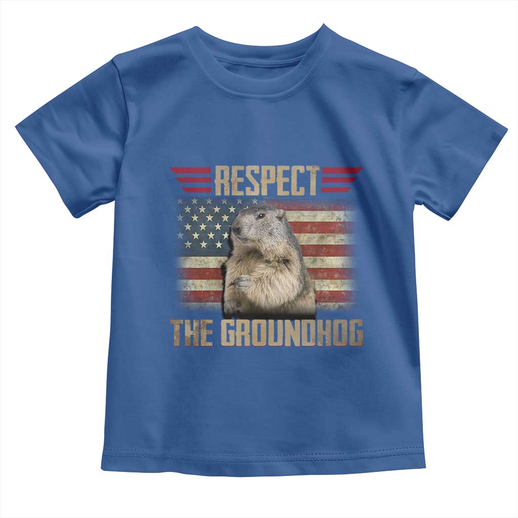 Groundhog Meteorology Toddler T Shirt Respect The Groundhog Woodchuck Photo GroundHog Day TS02 Royal Blue Print Your Wear