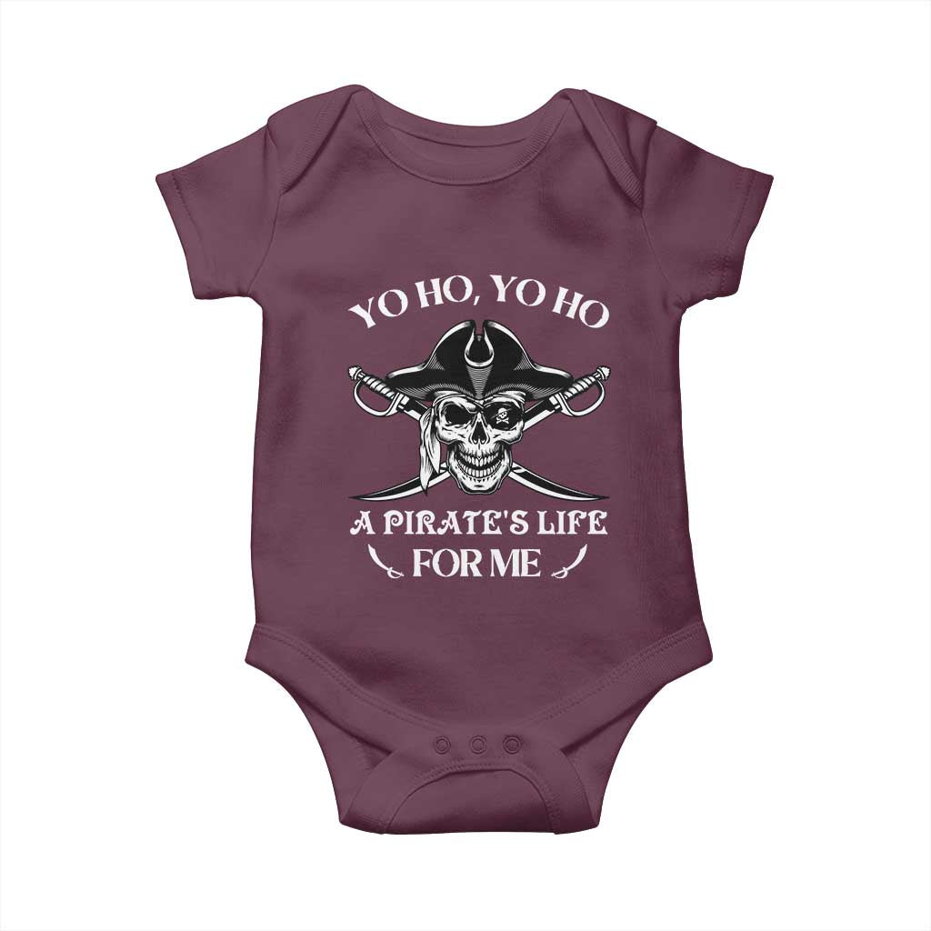 Funny Pirate Baby Onesie Pirate Life For Me Pirate Skull Buccaneer Freebooter TS02 Maroon Print Your Wear