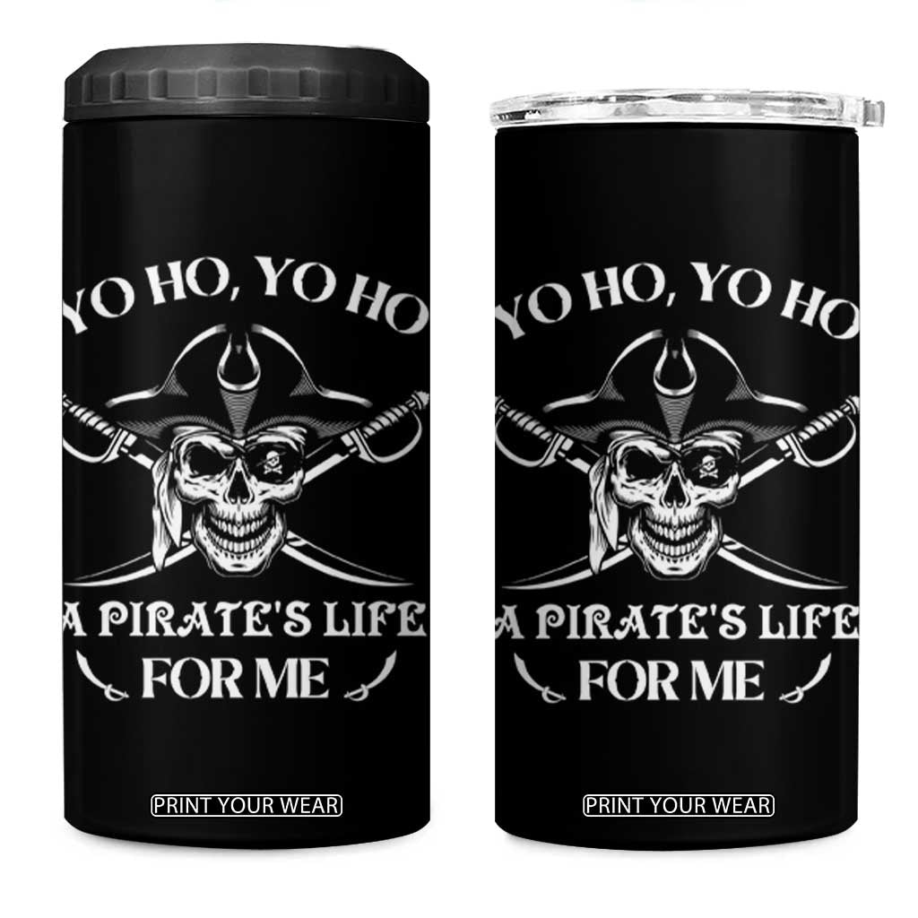 Funny Pirate Skull 4 in 1 Can Cooler Tumbler Yo Ho Life For Me Buccaneer Freebooter TS02 One Size: 16 oz Black Print Your Wear