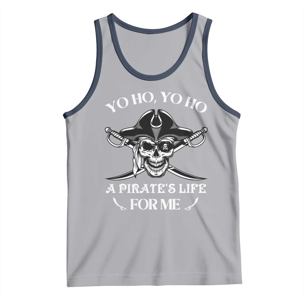Funny Pirate Skull Tank Top Yo Ho Life For Me Buccaneer Freebooter TS02 Athletic Heather Navy Print Your Wear