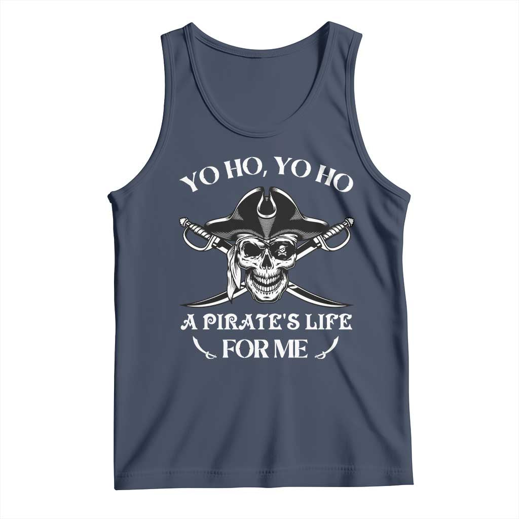 Funny Pirate Skull Tank Top Yo Ho Life For Me Buccaneer Freebooter TS02 Navy Print Your Wear
