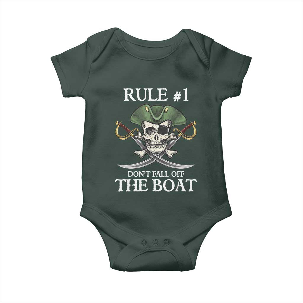 Funny Pirate Baby Onesie Rule #1 Don't Fall Off The Boat Cruise Party Gift - PrintYourWear Size: Newborn Color: Black
