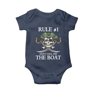 Funny Pirate Baby Onesie Rule #1 Don't Fall Off The Boat Cruise Party Gift - PrintYourWear Size: Newborn Color: Navy