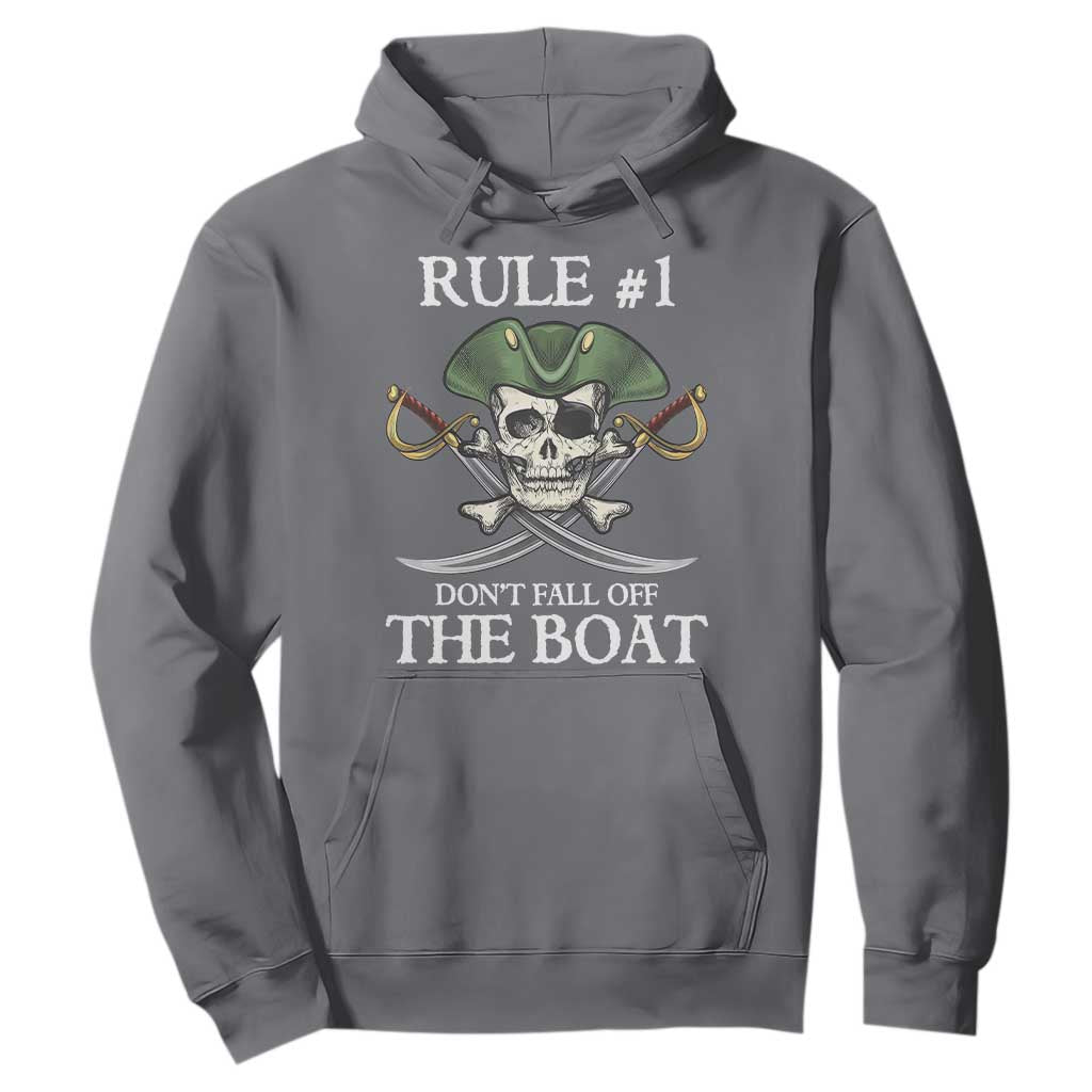 Funny Pirate Hoodie Rule #1 Don't Fall Off The Boat Cruise Party Gift - PrintYourWear Size: S Color: Charcoal