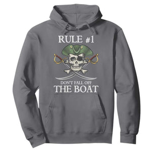 Funny Pirate Hoodie Rule #1 Don't Fall Off The Boat Cruise Party Gift - PrintYourWear Size: S Color: Charcoal