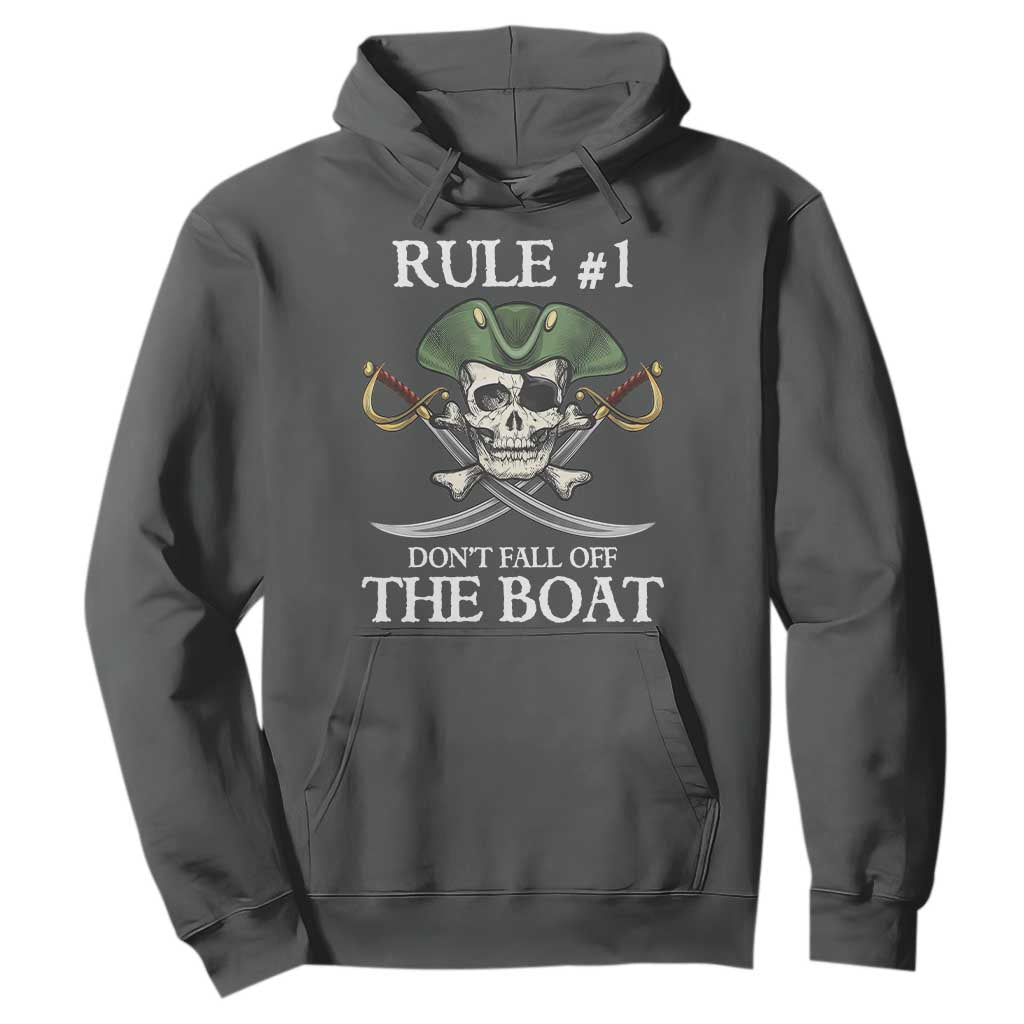 Funny Pirate Hoodie Rule #1 Don't Fall Off The Boat Cruise Party Gift - PrintYourWear Size: S Color: Dark Heather