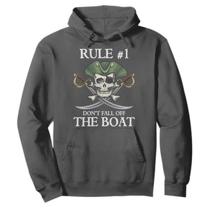 Funny Pirate Hoodie Rule #1 Don't Fall Off The Boat Cruise Party Gift - PrintYourWear Size: S Color: Dark Heather