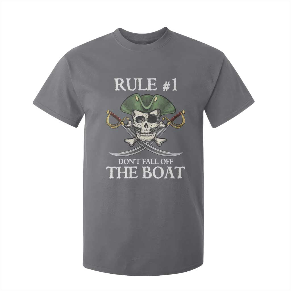 Funny Pirate T Shirt For Kid Rule #1 Don't Fall Off The Boat Cruise Party Gift - PrintYourWear Size: 2T Color: Charcoal