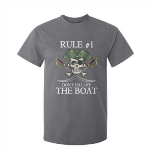 Funny Pirate T Shirt For Kid Rule #1 Don't Fall Off The Boat Cruise Party Gift - PrintYourWear Size: 2T Color: Charcoal