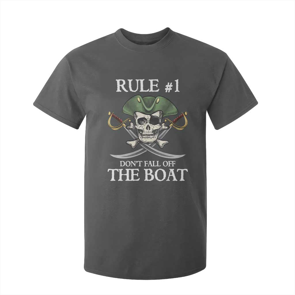 Funny Pirate T Shirt For Kid Rule #1 Don't Fall Off The Boat Cruise Party Gift - PrintYourWear Size: 2T Color: Dark Heather