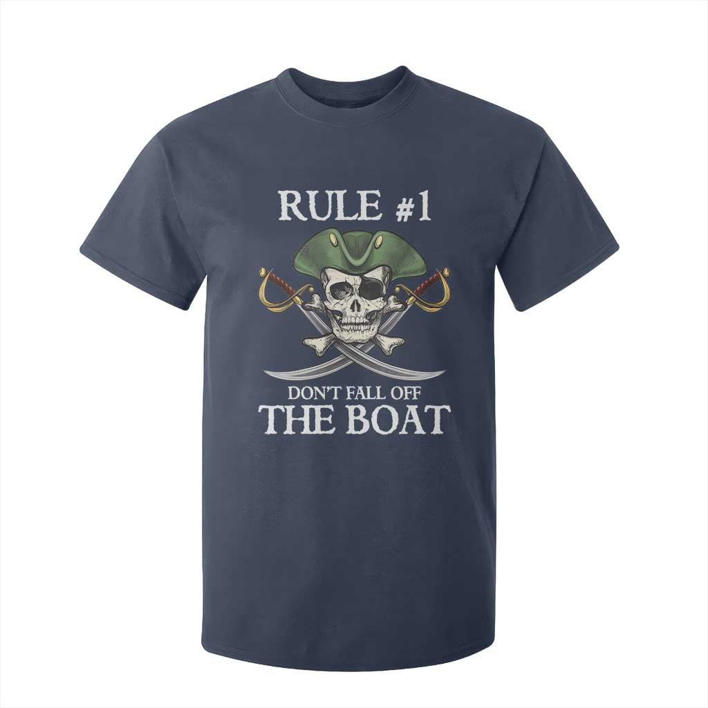 Funny Pirate T Shirt For Kid Rule #1 Don't Fall Off The Boat Cruise Party Gift - PrintYourWear Size: 2T Color: Navy