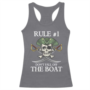 Funny Pirate Racerback Tank Top Rule #1 Don't Fall Off The Boat Cruise Party Gift - PrintYourWear Size: XS Color: Charcoal
