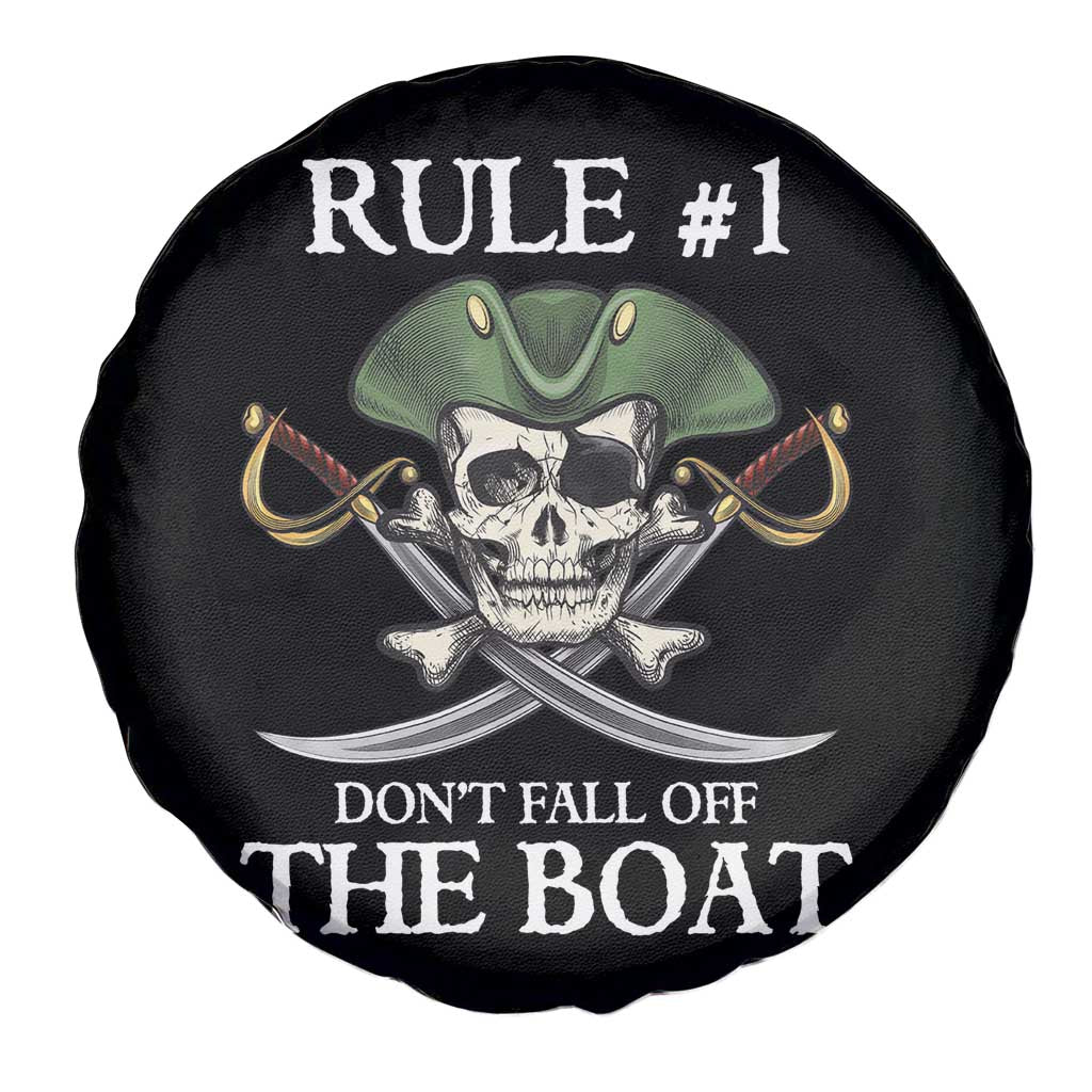 Funny Pirate Spare Tire Cover Rule #1 Don't Fall Off The Boat Cruise Party Gift - PrintYourWear Diameter: 26 inches Camera Hole Size: No hole