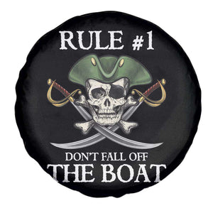 Funny Pirate Spare Tire Cover Rule #1 Don't Fall Off The Boat Cruise Party Gift - PrintYourWear Diameter: 26 inches Camera Hole Size: No hole