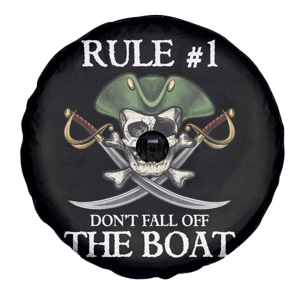 Funny Pirate Spare Tire Cover Rule #1 Don't Fall Off The Boat Cruise Party Gift - PrintYourWear Diameter: 26 inches Camera Hole Size: No hole